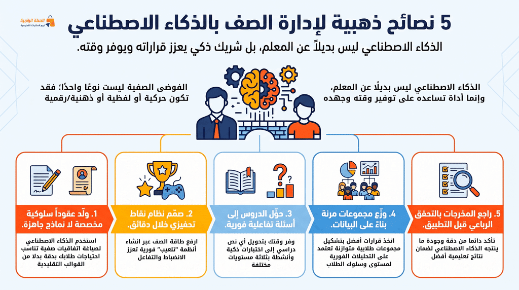 مخطط توضيحي لإدارة الصف بالذكاء الاصطناعي